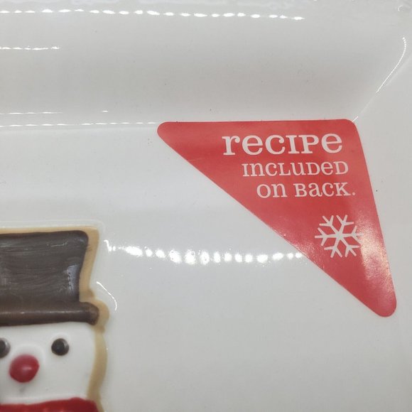 Hallmark Christmas Cookie Plate Snowman with Cookie Cutter & Recipe On Back NWTS - Picture 2 of 6